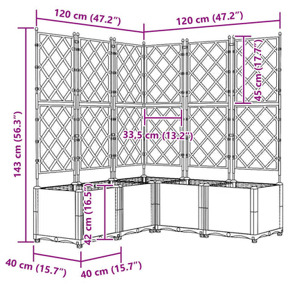 Vaso da Giardino con Trellis 5 pcs Nero 120 x 120 x 143 cm PP
