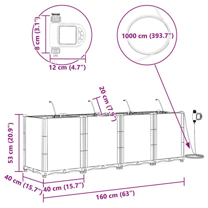 Vasi da giardino Nero 160 x 40 x 52 cm Acciaio