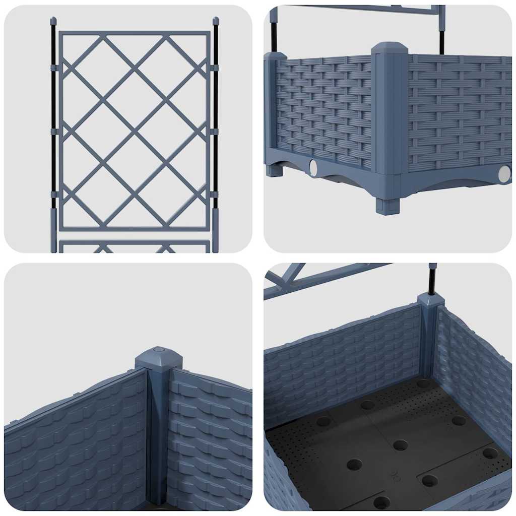 Vaso da Giardino con Trellis Grigio 40 x 40 x 125.5 cm PP