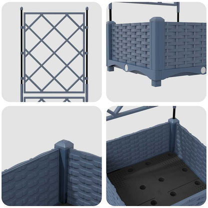 Vaso da Giardino con Trellis Grigio 40 x 40 x 125.5 cm PP