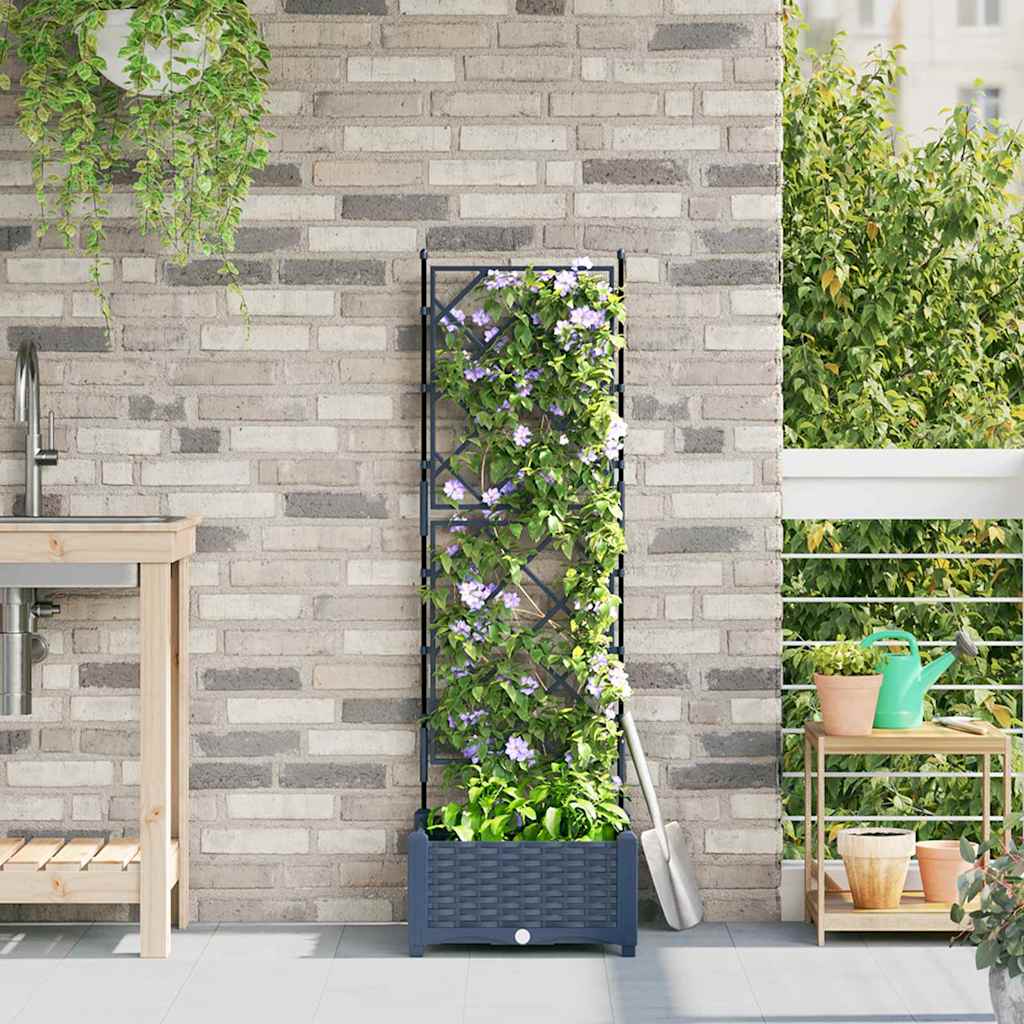 Vaso da Giardino con Trellis Grigio 40 x 40 x 125.5 cm PP