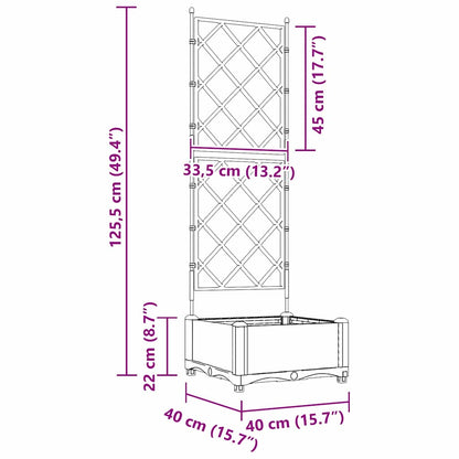 Vaso da Giardino con Trellis Grigio 40 x 40 x 125.5 cm PP