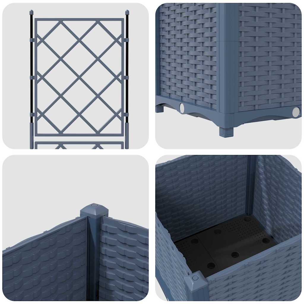 Vaso da Giardino con Trellis Grigio 40 x 40 x 143 cm PP