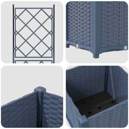 Vaso da Giardino con Trellis Grigio 40 x 40 x 143 cm PP