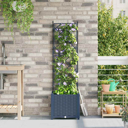 Vaso da Giardino con Trellis Grigio 40 x 40 x 143 cm PP