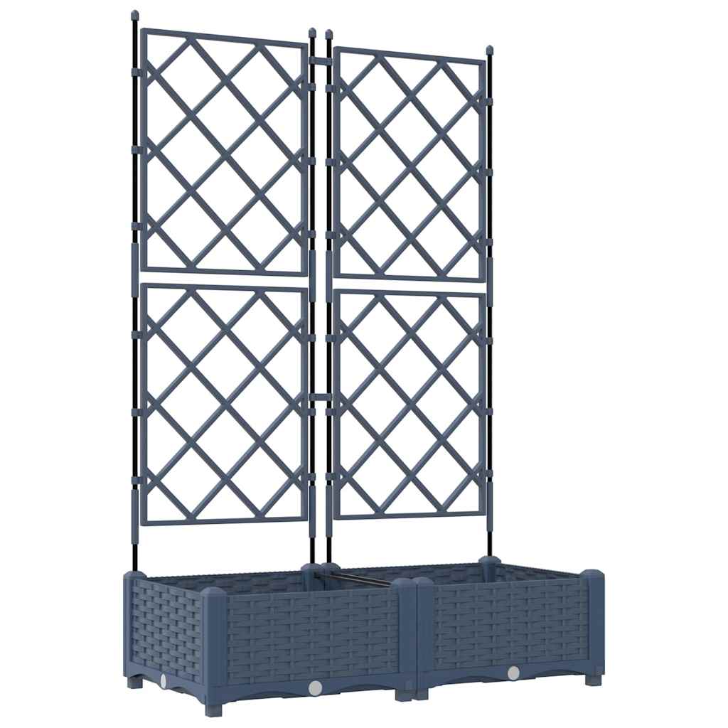Vaso da Giardino con Trellis 2 pcs Grigio 80 x 40 x 125.5 cm PP