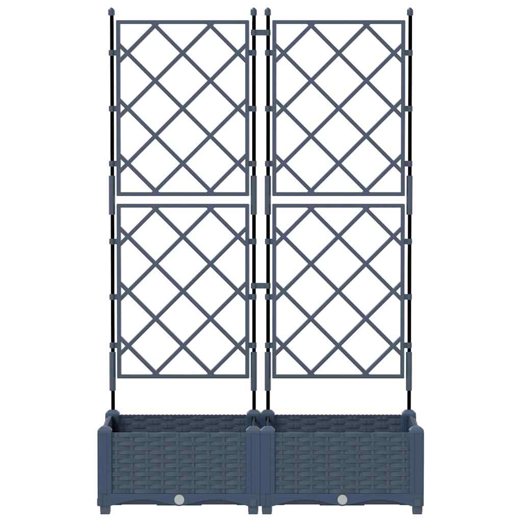 Vaso da Giardino con Trellis 2 pcs Grigio 80 x 40 x 125.5 cm PP