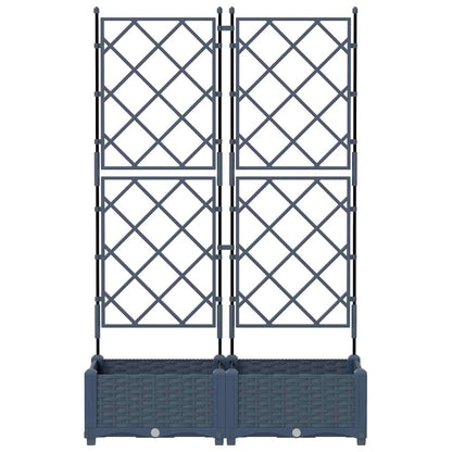 Vaso da Giardino con Trellis 2 pcs Grigio 80 x 40 x 125.5 cm PP