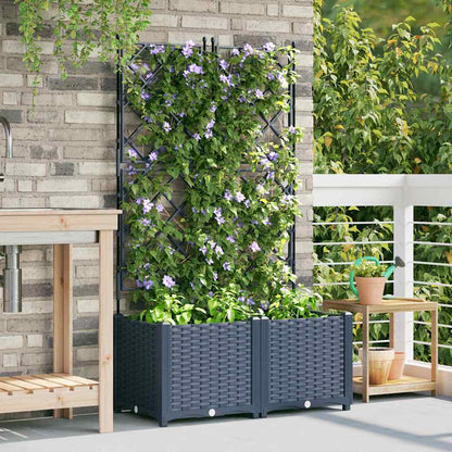 Vaso da Giardino con Trellis 2 pcs Grigio 80 x 40 x 143 cm PP
