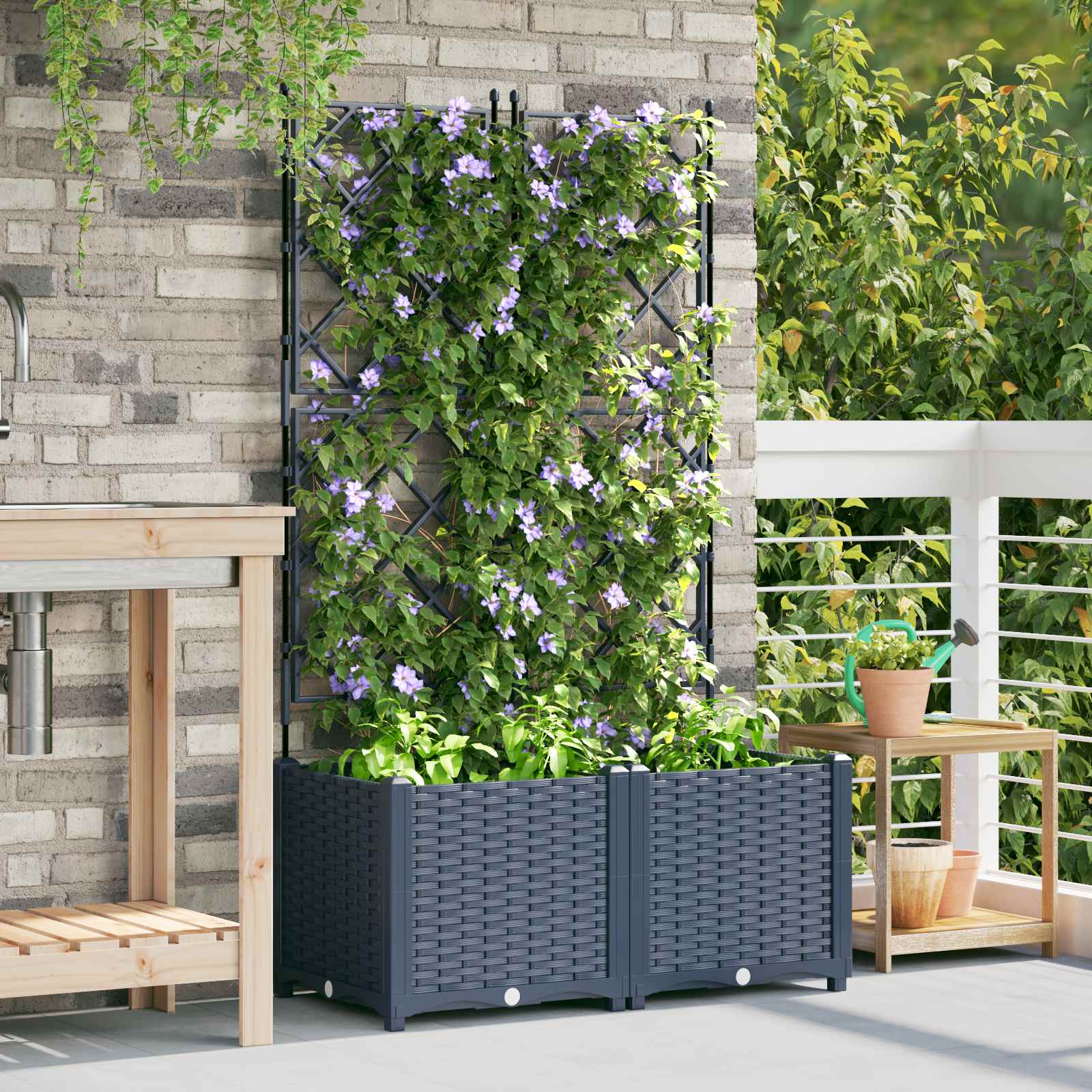Vaso da giardino 2 pcs Grigio 80 x 40 x 143 cm Plastica | homemem39