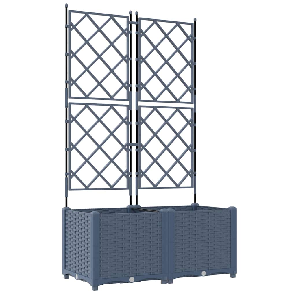 Vaso da Giardino con Trellis 2 pcs Grigio 80 x 40 x 143 cm PP
