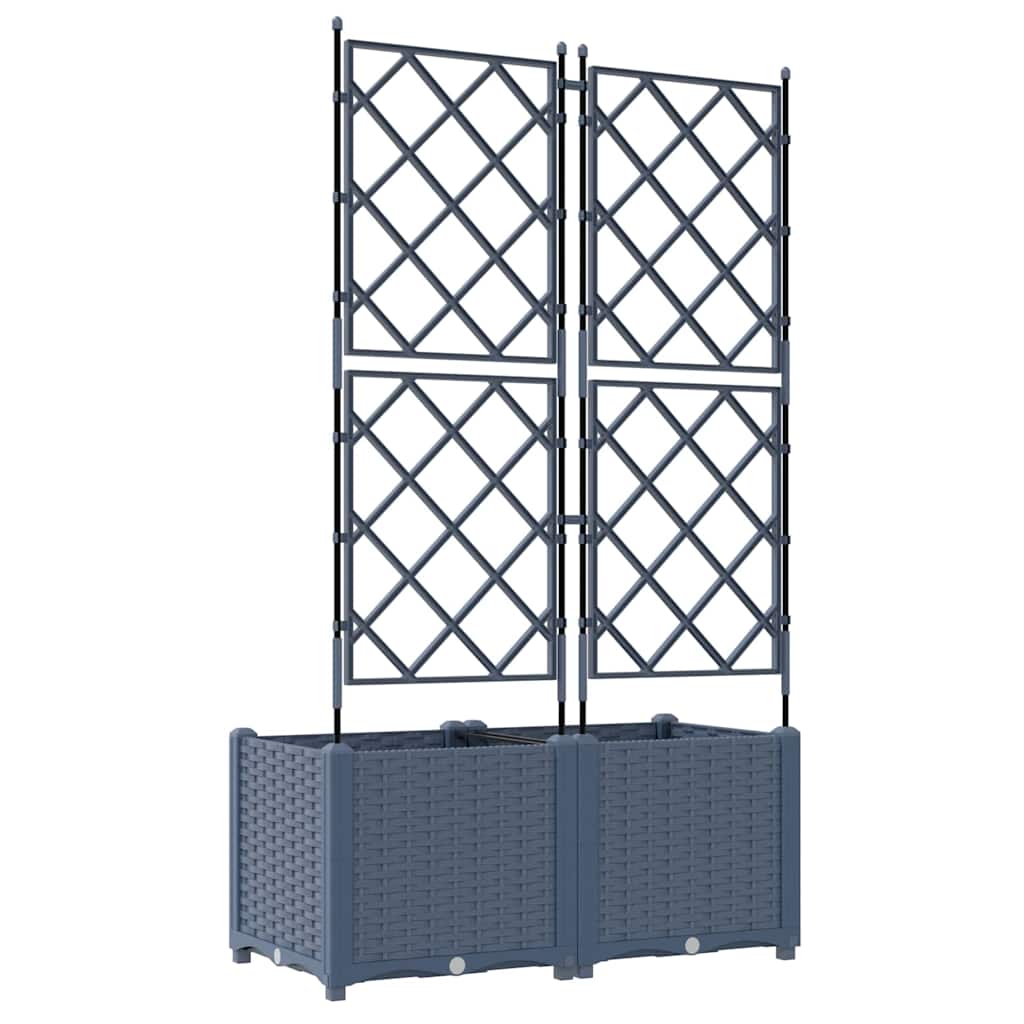 Vaso da Giardino con Trellis 2 pcs Grigio 80 x 40 x 143 cm PP