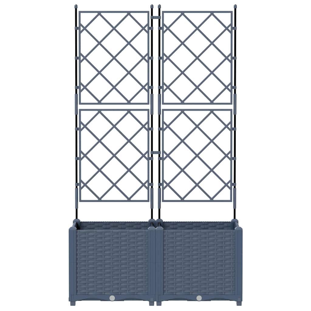 Vaso da Giardino con Trellis 2 pcs Grigio 80 x 40 x 143 cm PP