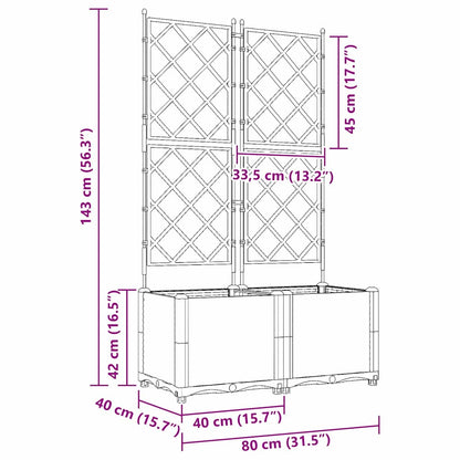 Vaso da Giardino con Trellis 2 pcs Grigio 80 x 40 x 143 cm PP