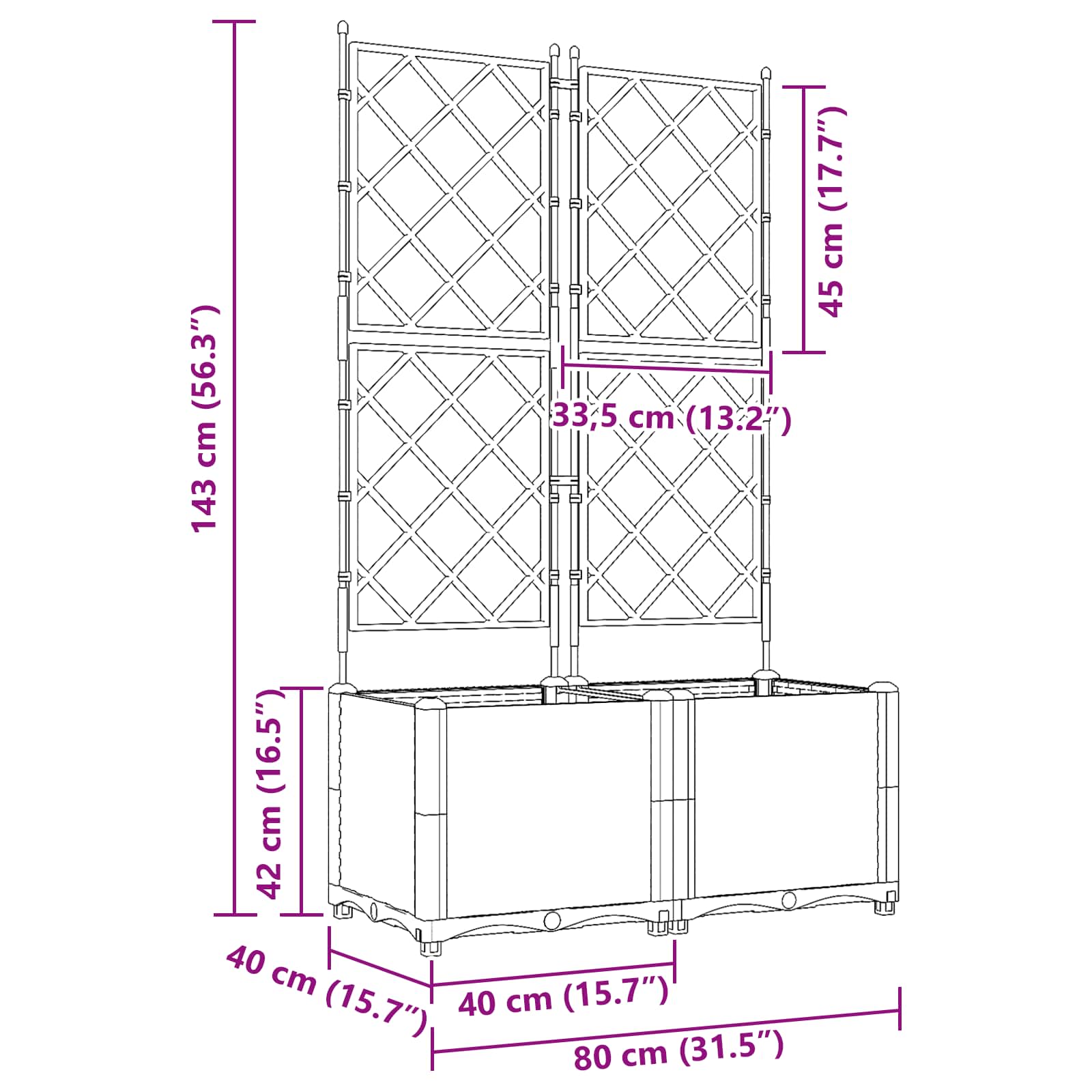 Vaso da giardino 2 pcs Grigio 80 x 40 x 143 cm Plastica | homemem39