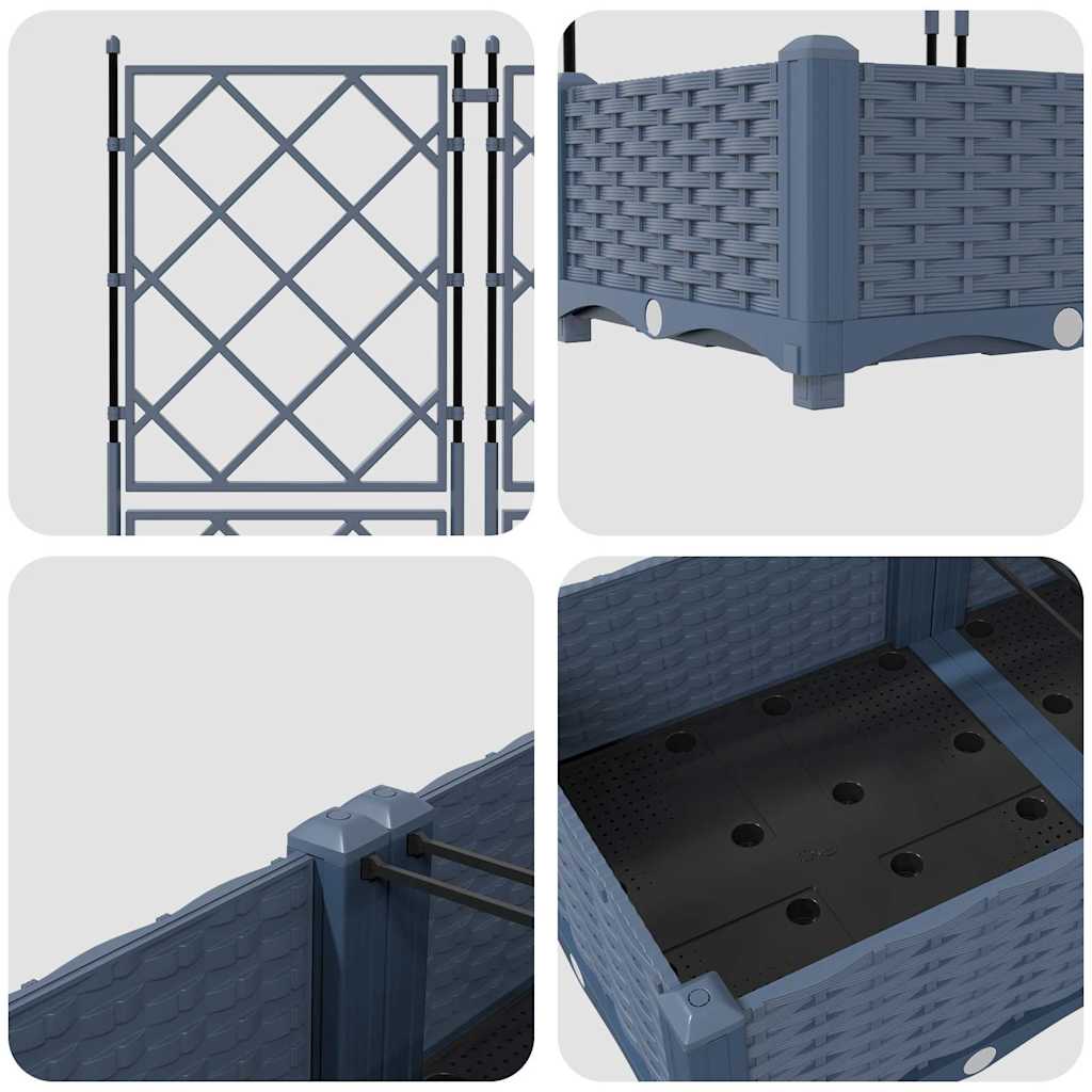 Vaso da Giardino con Trellis 3 pcs Grigio 120 x 40 x 125.5 cm