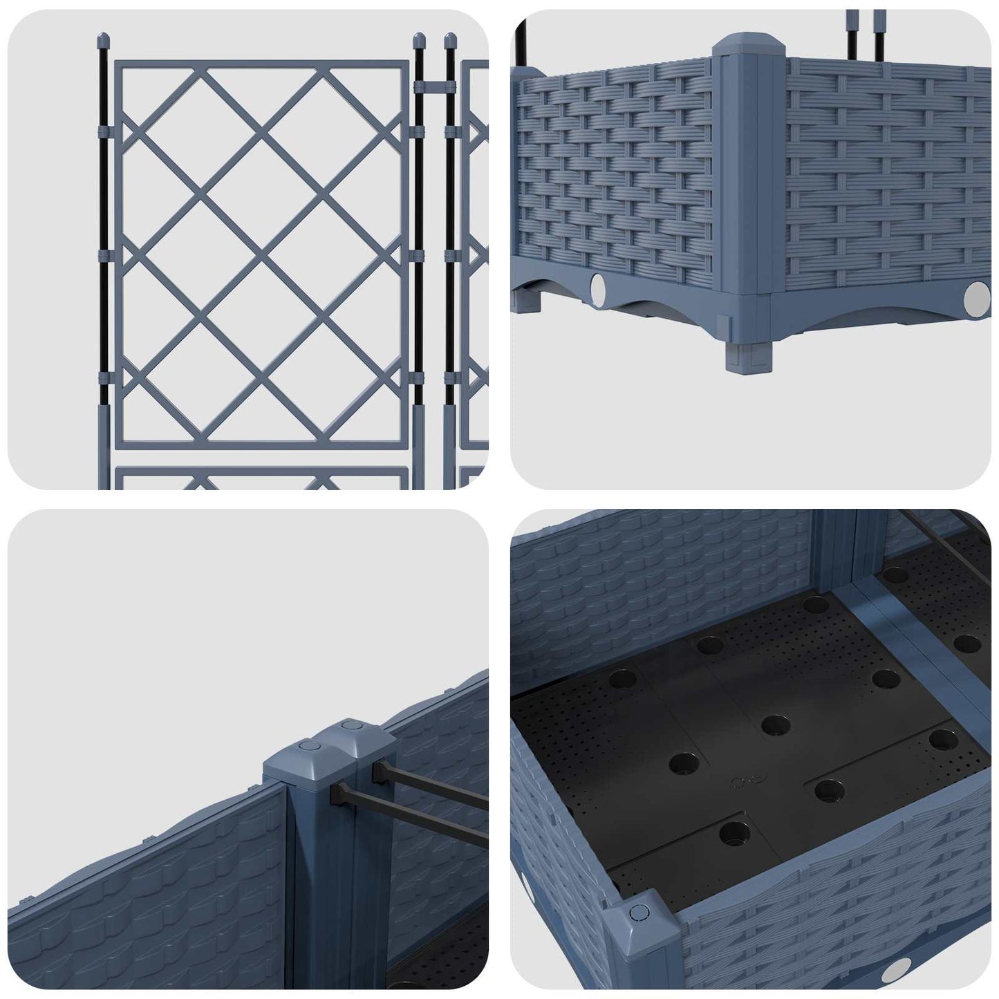 Vaso da giardino 3 pcs Grigio 120 x 40 x 125,5 cm Plastica | homemem39