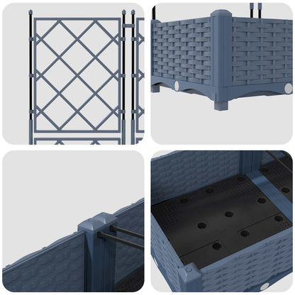 Vaso da giardino 3 pcs Grigio 120 x 40 x 125,5 cm Plastica | homemem39