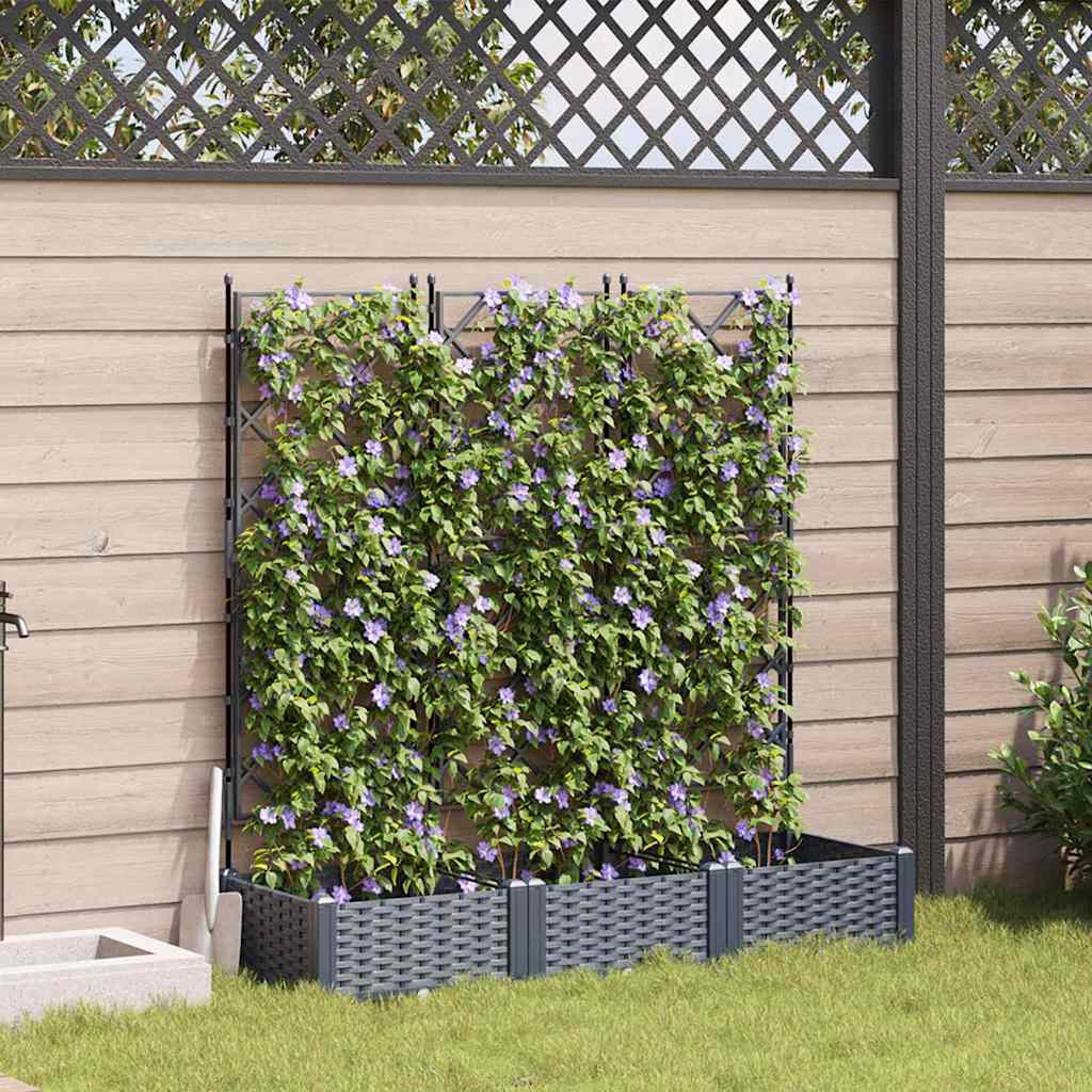 Vaso da Giardino con Trellis 3 pcs Grigio 120 x 40 x 125.5 cm