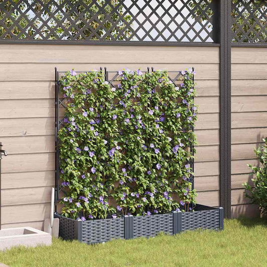 Vaso da Giardino con Trellis 3 pcs Grigio 120 x 40 x 125.5 cm