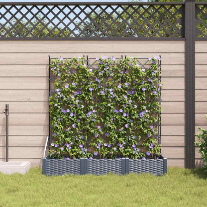 Vaso da Giardino con Trellis 3 pcs Grigio 120 x 40 x 125.5 cm