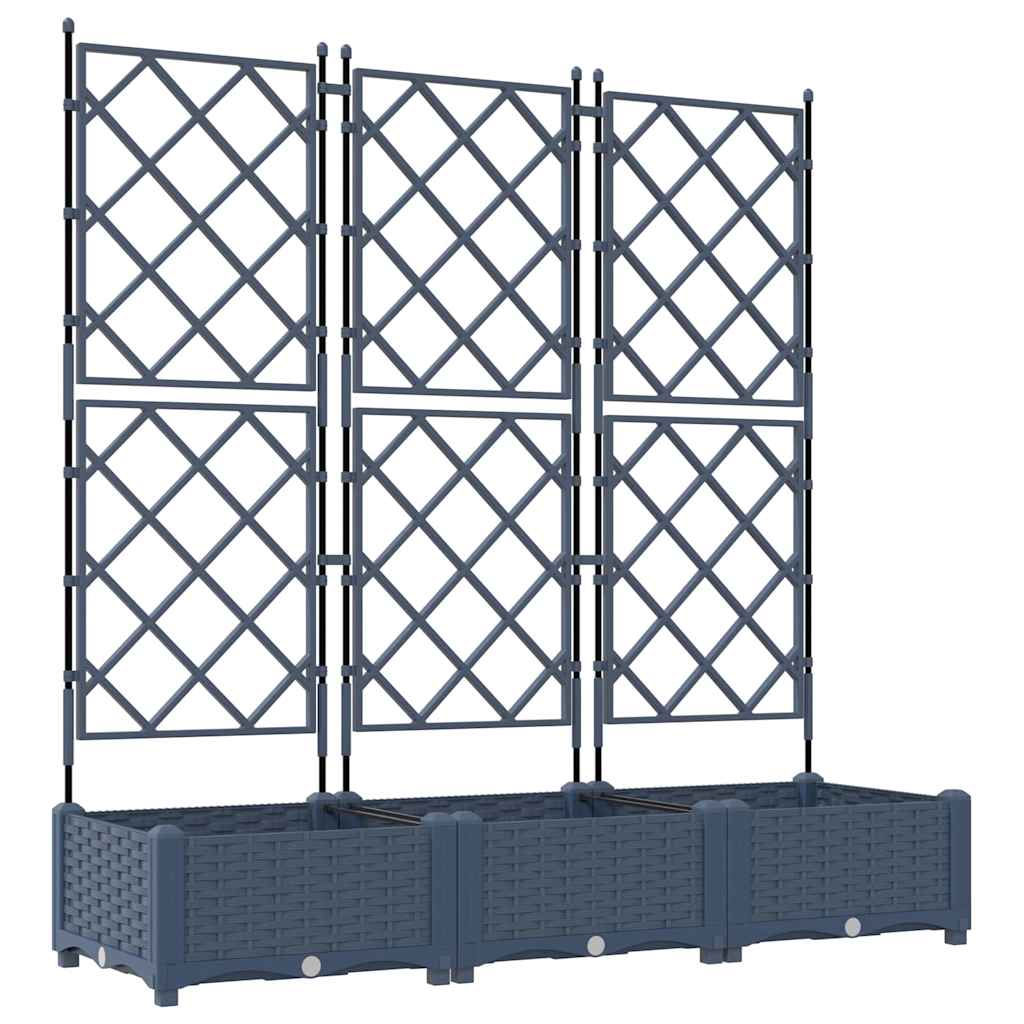 Vaso da Giardino con Trellis 3 pcs Grigio 120 x 40 x 125.5 cm