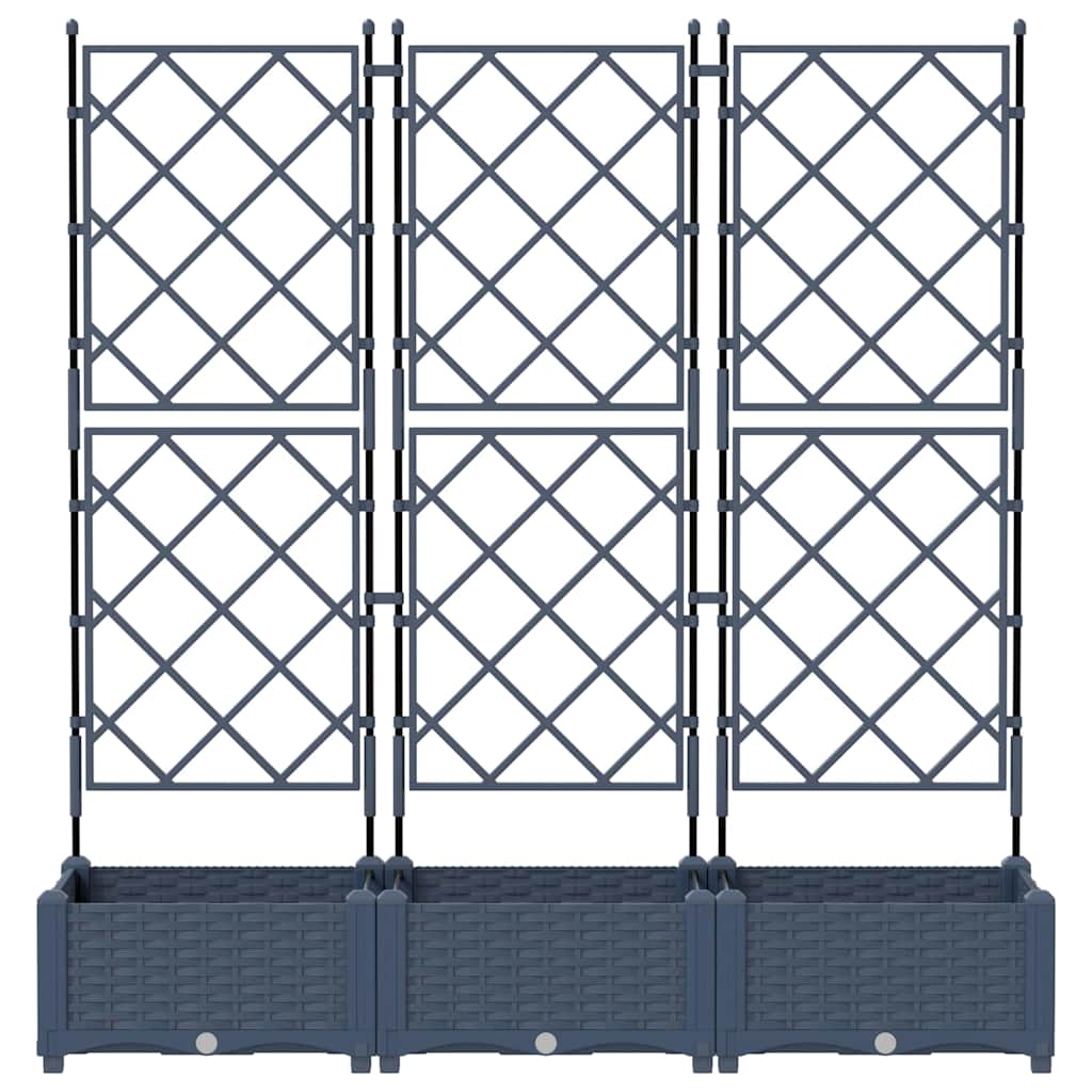Vaso da Giardino con Trellis 3 pcs Grigio 120 x 40 x 125.5 cm