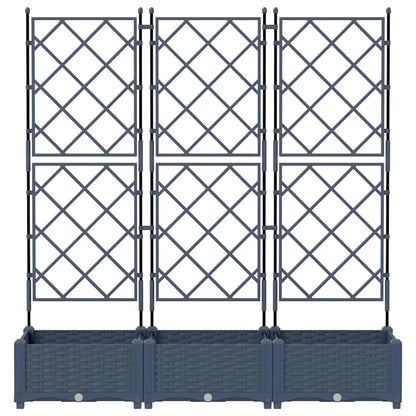 Vaso da Giardino con Trellis 3 pcs Grigio 120 x 40 x 125.5 cm