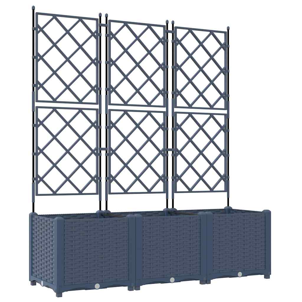 Vaso da Giardino con Trellis 3 pcs Grigio 120 x 40 x 143 cm PP