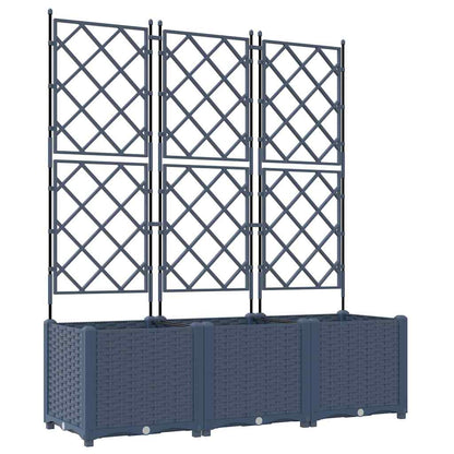 Vaso da Giardino con Trellis 3 pcs Grigio 120 x 40 x 143 cm PP