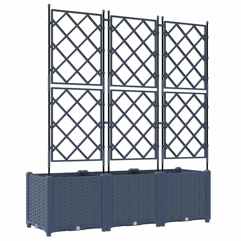 Vaso da Giardino con Trellis 3 pcs Grigio 120 x 40 x 143 cm PP