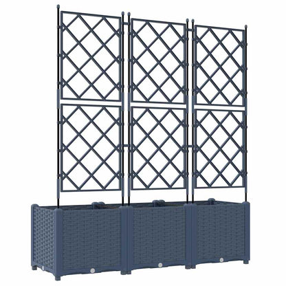 Vaso da Giardino con Trellis 3 pcs Grigio 120 x 40 x 143 cm PP