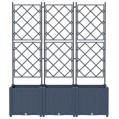 Vaso da Giardino con Trellis 3 pcs Grigio 120 x 40 x 143 cm PP