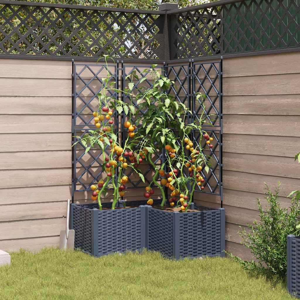 Vaso da Giardino con Trellis 3 pcs Grigio 80 x 80 x 143 cm PP