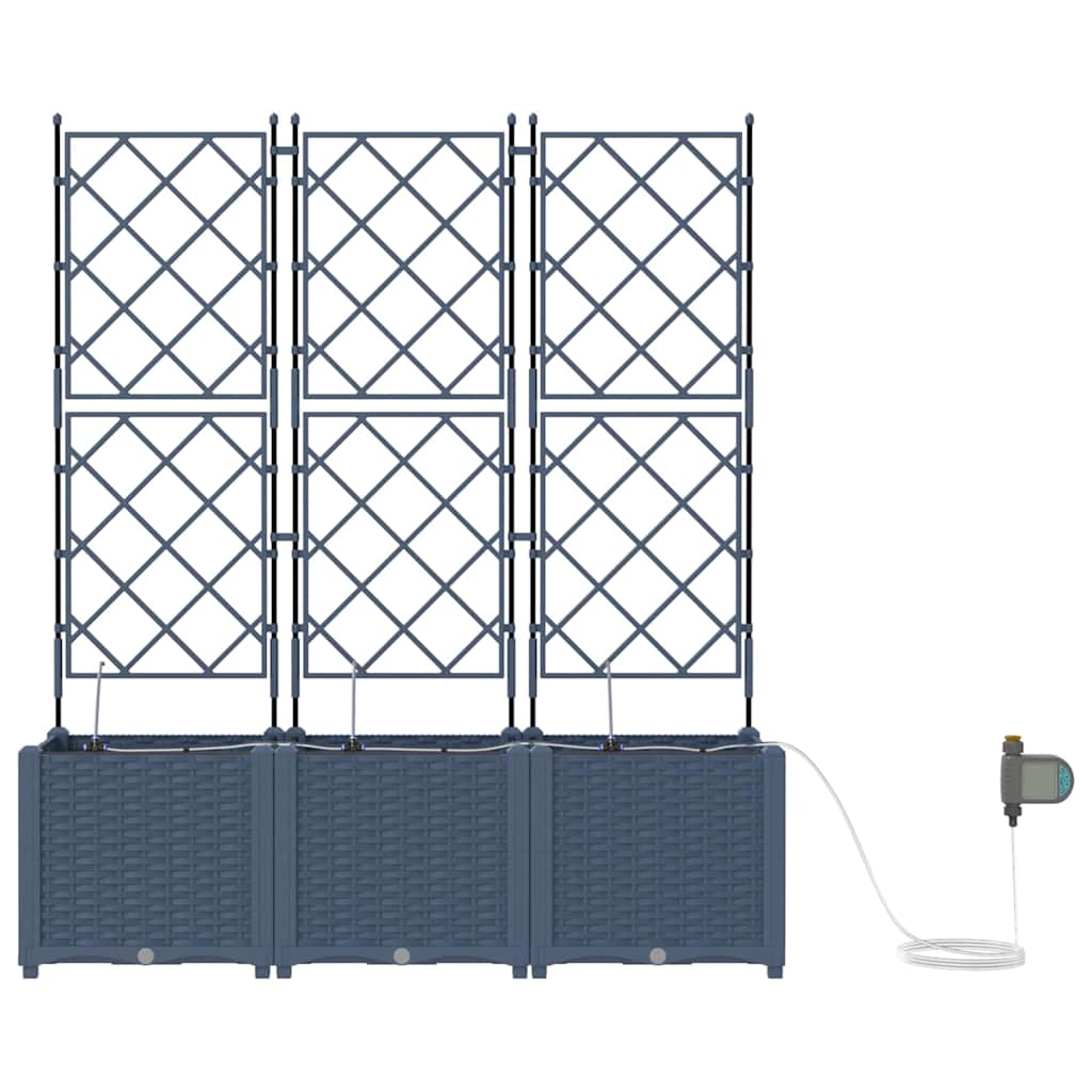 Vaso da Giardino con Trellis 3 pcs Grigio 80 x 80 x 143 cm PP