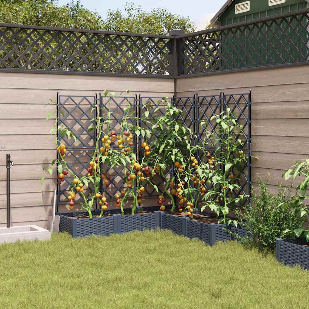 Vaso da Giardino con Trellis 5 pcs Grigio 120 x 120 x 125.5 cm