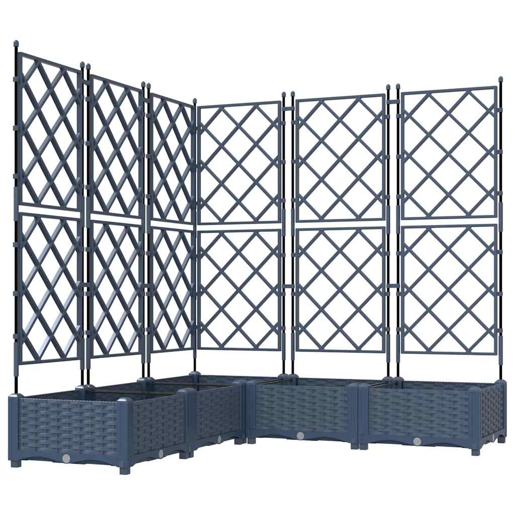Vaso da Giardino con Trellis 5 pcs Grigio 120 x 120 x 125.5 cm