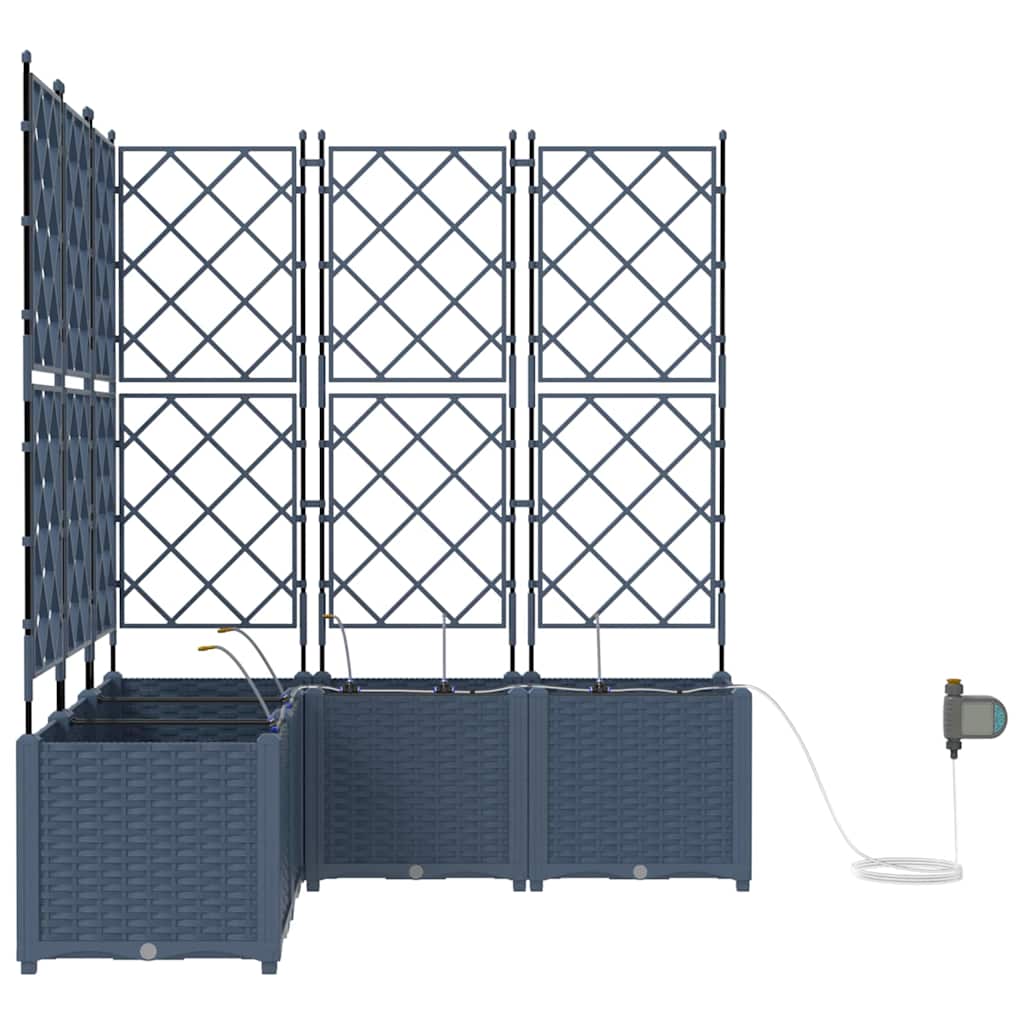 Vaso da Giardino con Trellis 5 pcs Grigio 120 x 120 x 125.5 cm