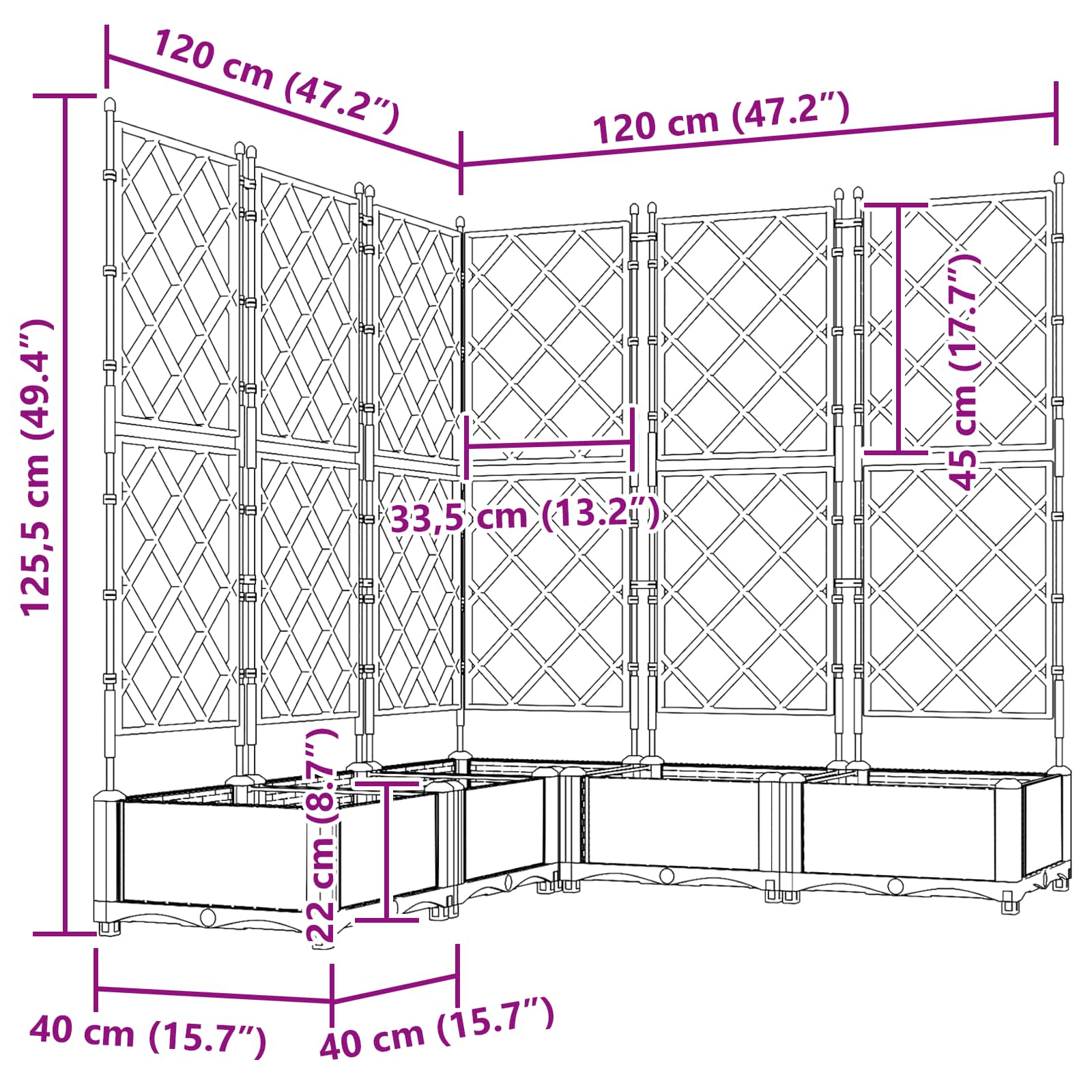 Vaso da giardino 5 pcs Grigio 120 x 120 x 125,5 cm Plastica | homemem39