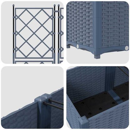 Vaso da Giardino con Trellis 5 pcs Grigio 120 x 120 x 143 cm PP