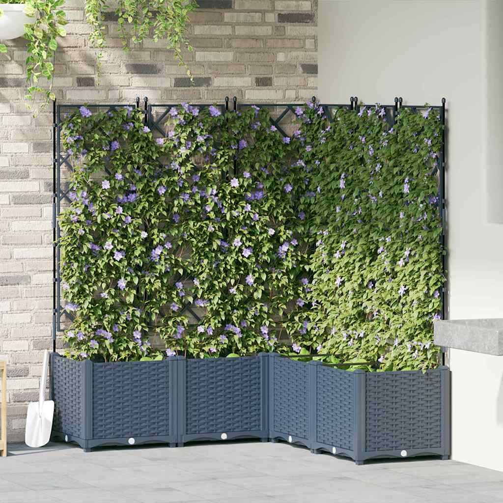 Vaso da Giardino con Trellis 5 pcs Grigio 120 x 120 x 143 cm PP