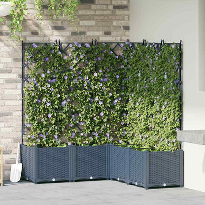 Vaso da Giardino con Trellis 5 pcs Grigio 120 x 120 x 143 cm PP