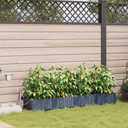 Vaso da giardino 4 pcs Grigio 160 x 40 x 22 cm Plastica