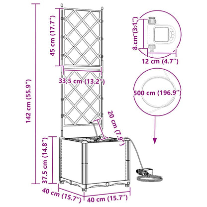 Vasi da giardino Grigio 40 x 40 x 142 cm Acciaio