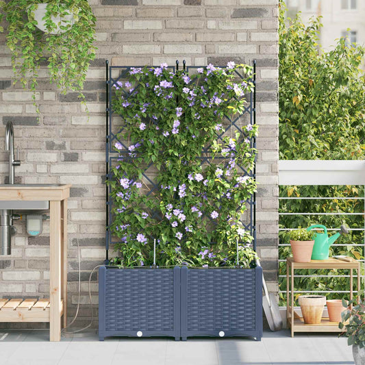 Vaso da giardino 2 pcs Grigio 80 x 40 x 142 cm Plastica