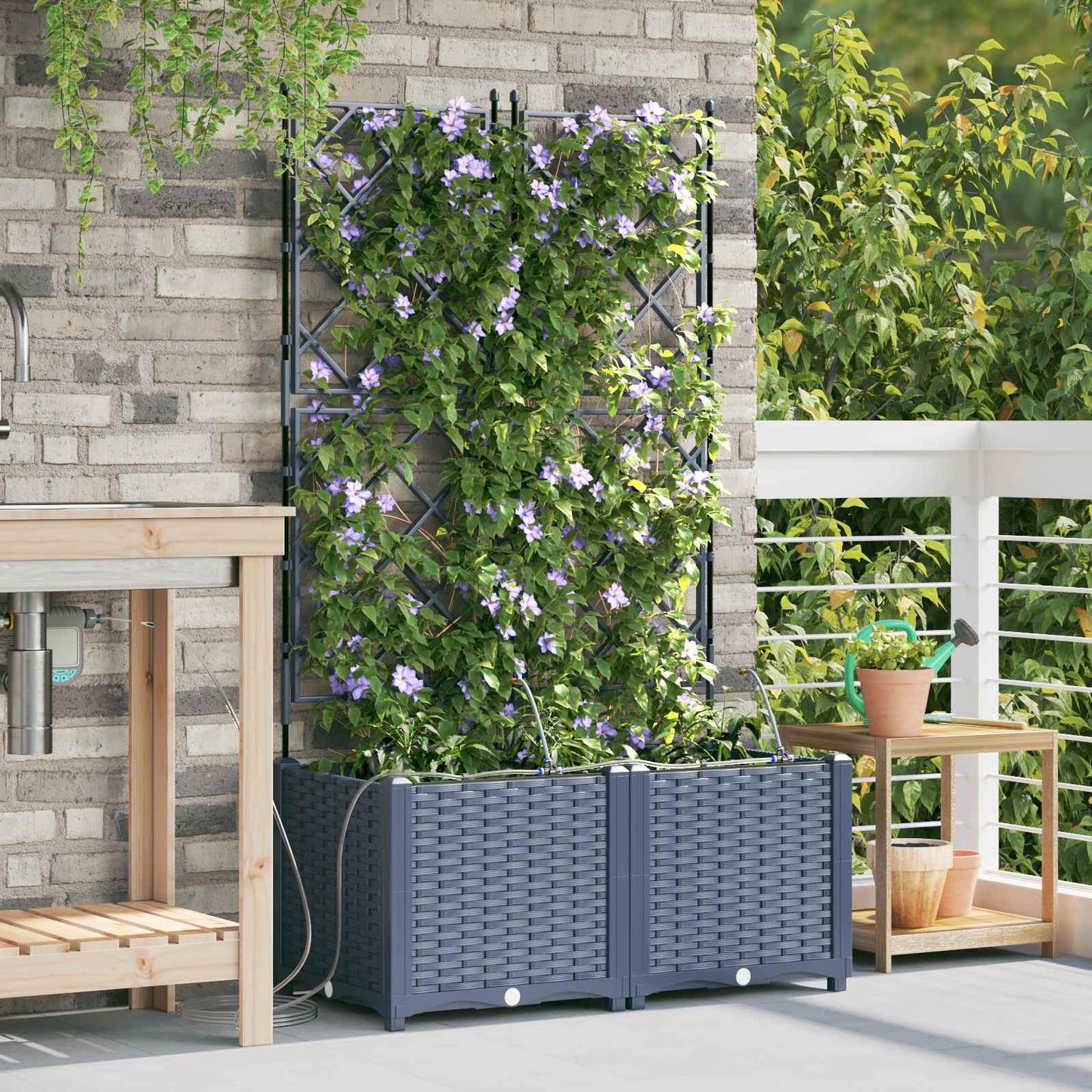 Vaso da giardino 2 pcs Grigio 80 x 40 x 142 cm Plastica