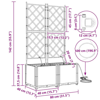 Vasi da giardino Grigio 80 x 40 x 142 cm Acciaio