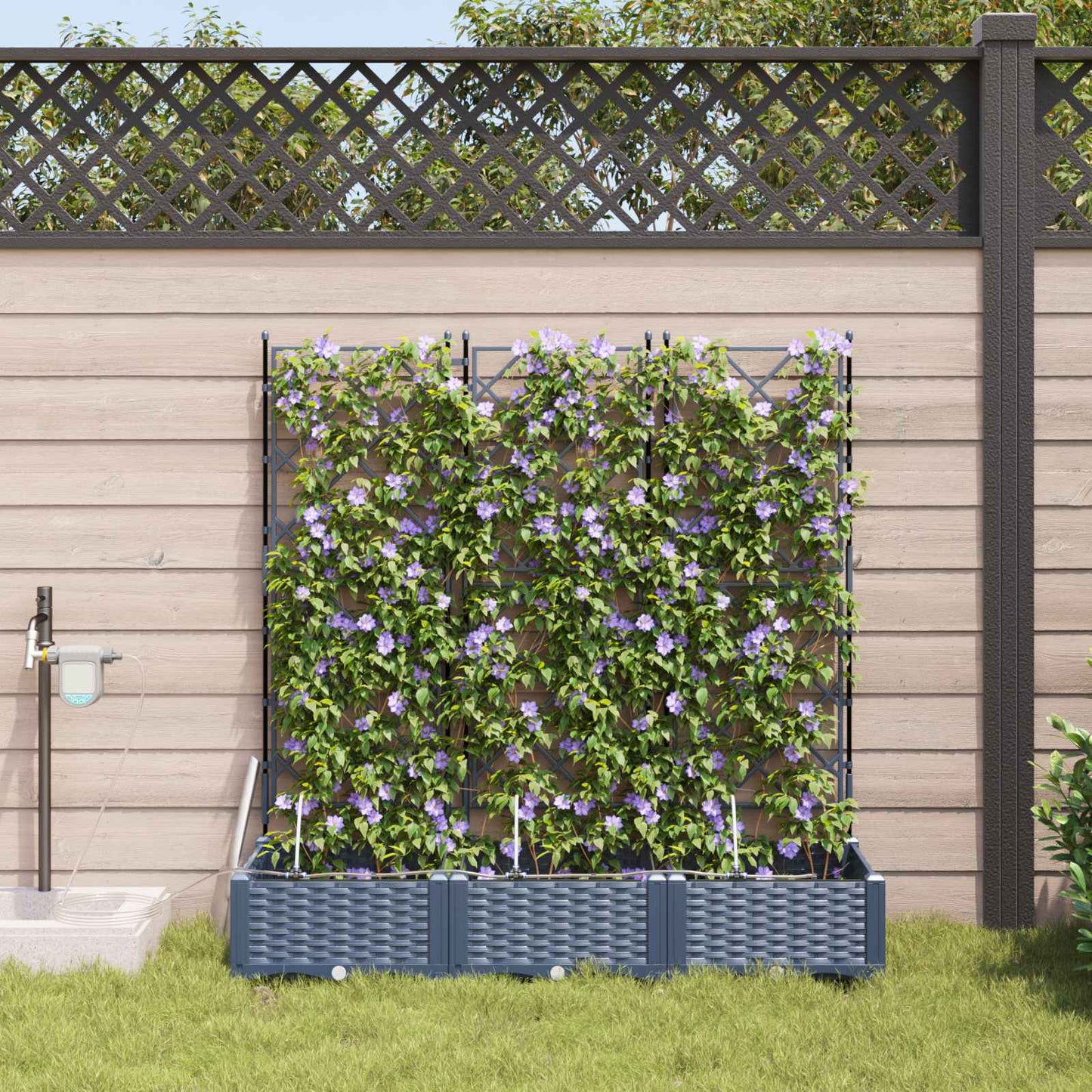 Vaso da giardino 3 pcs Grigio 120 x 40 x 126 cm Plastica