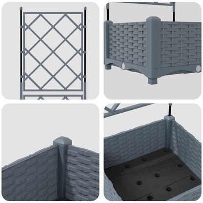 Vaso da Giardino con Trellis Grigio chiaro 40 x 40 x 125.5 cm