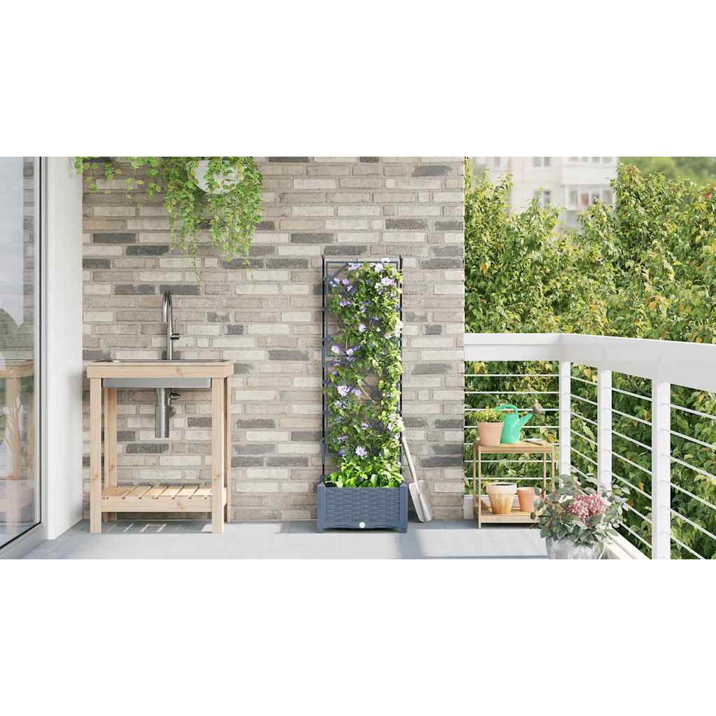 Vaso da Giardino con Trellis Grigio chiaro 40 x 40 x 125.5 cm